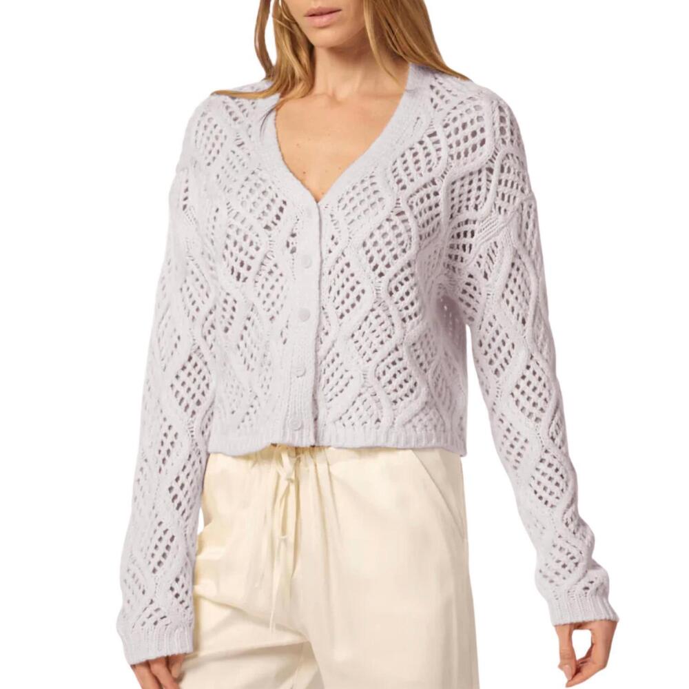 NEW SABLYN jolie v-neck cropped cable cardigan in himalaya